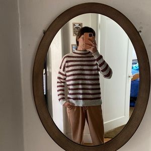 Maroon Striped Mock Neck Sweater